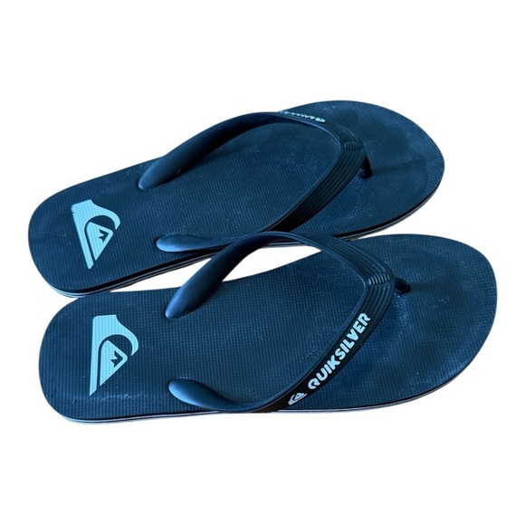 Quicksilver Men's 8/9 Flip Flops Thong Sandals Beach Surfing Black/White - Picture 3 of 5